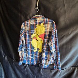 Disney Winnie The Pooh Junior's Flannel w/ Clouds Button Shirt